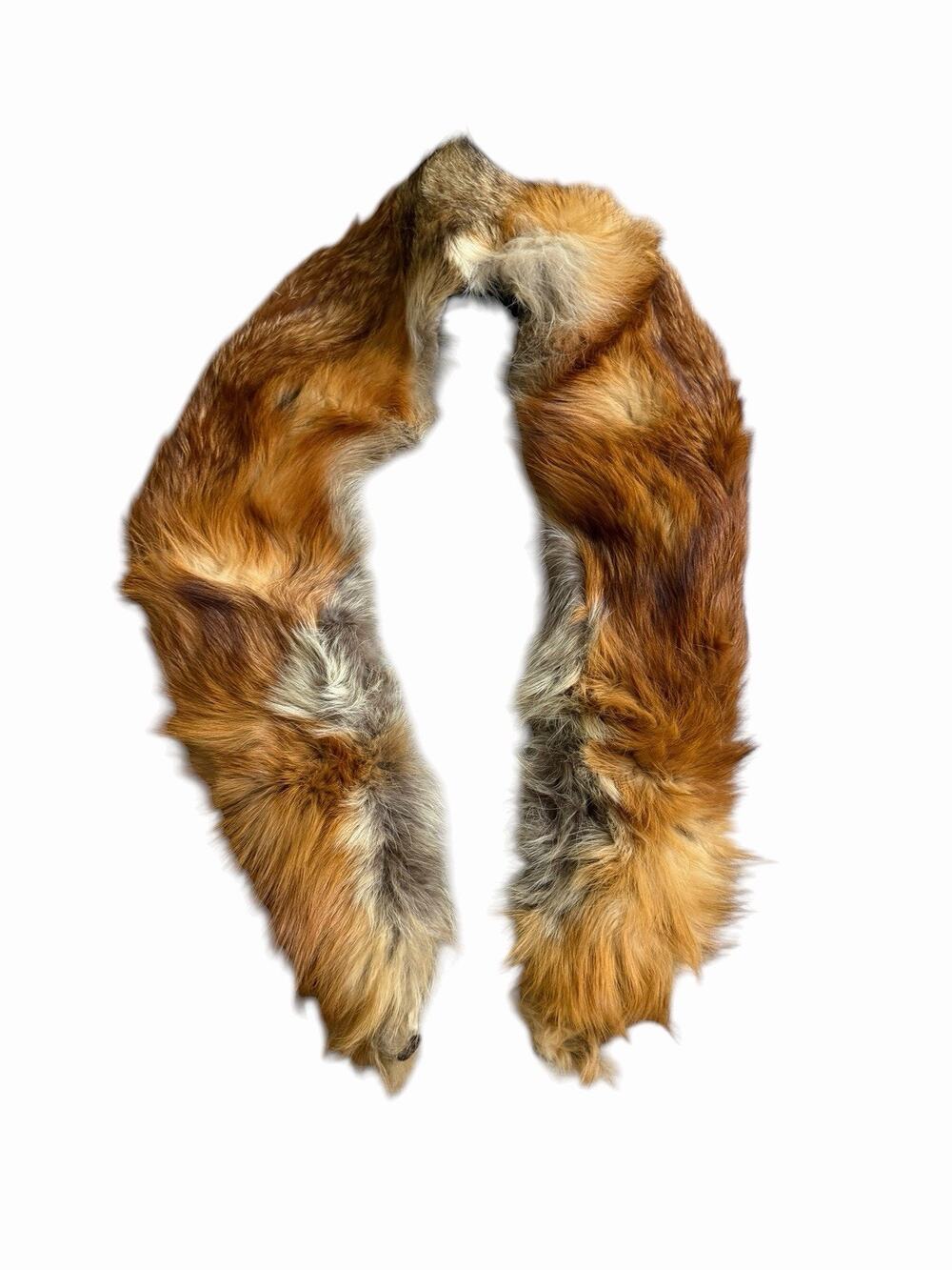 Vintage Genuine Red Fox Fur Stole Collar Wrap Satin Lined Women’s 42”